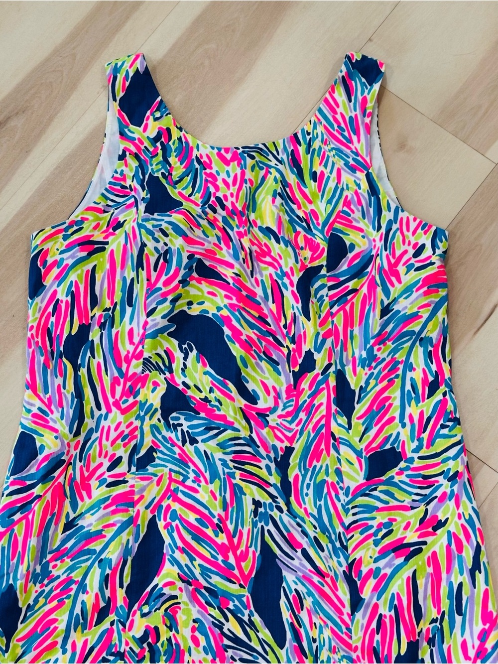 Lilly Pulitzer Cathy Shift Dress Sz 14 Indigo Palm Reader print out Resort wear - Picture 5 of 12